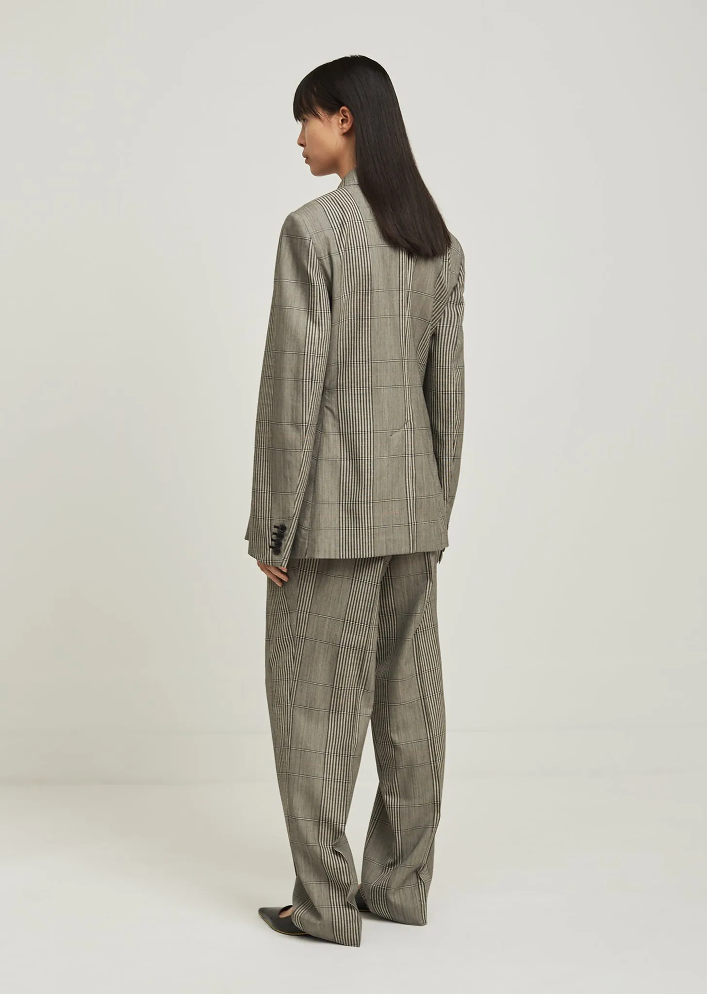 Over Check Wool Blazer
